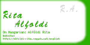 rita alfoldi business card